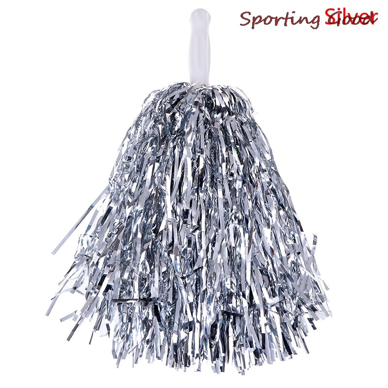 1PC 20CM jubeln tanzen Sport Wettbewerb Cheerleading Pom Poms Blume Ball Für für FußBall Basketball Spiel Pompon freundlicher verwenden: Silber-