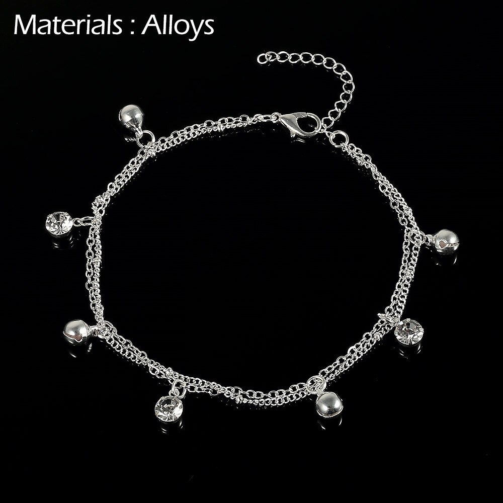 Pulsera tobillera de bebé, pulsera de tobillo con cuentas de piedra blanca para el pie, pulsera de pierna de Metal para bebé