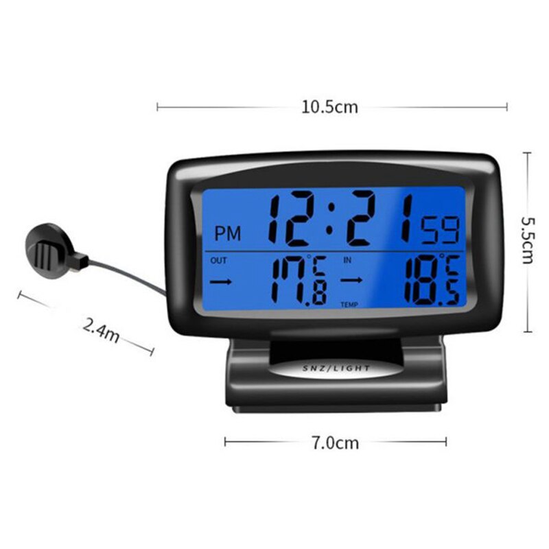 Car Led Thermometer Time Electronic Clock Watch Car Night Light Clock Temperature Display Car Interior Products Luminous Auto Ac