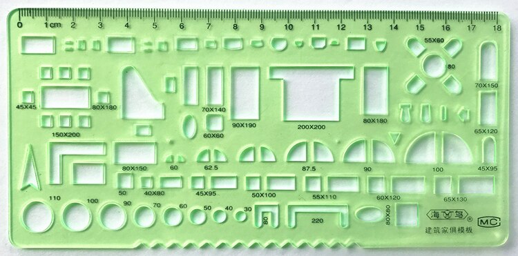 1PC Engineering drawing ruler Item Curve Template ruler office and school Painting measuring tools: H NH205