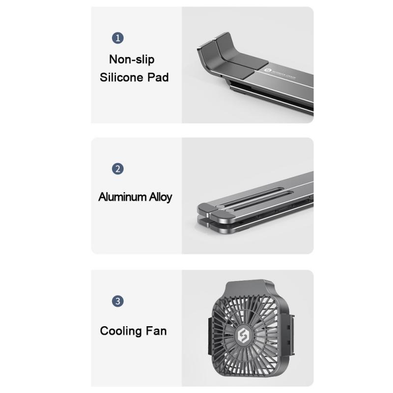Support pliable réglable pour tablette et ordinateur Portable, avec ventilateur, accessoires, support de refroidissement