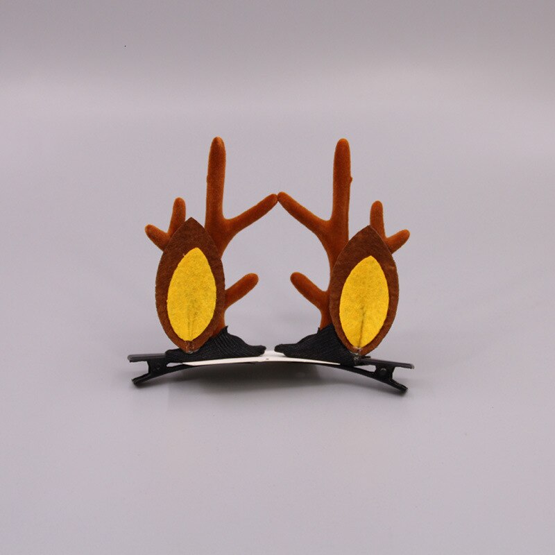 Christmas Cute Antler Hair Clips Festival Style Red Antler Headband Moose Mushroom Forest Nut Hair Accessories Hairpins: 2pcs 6