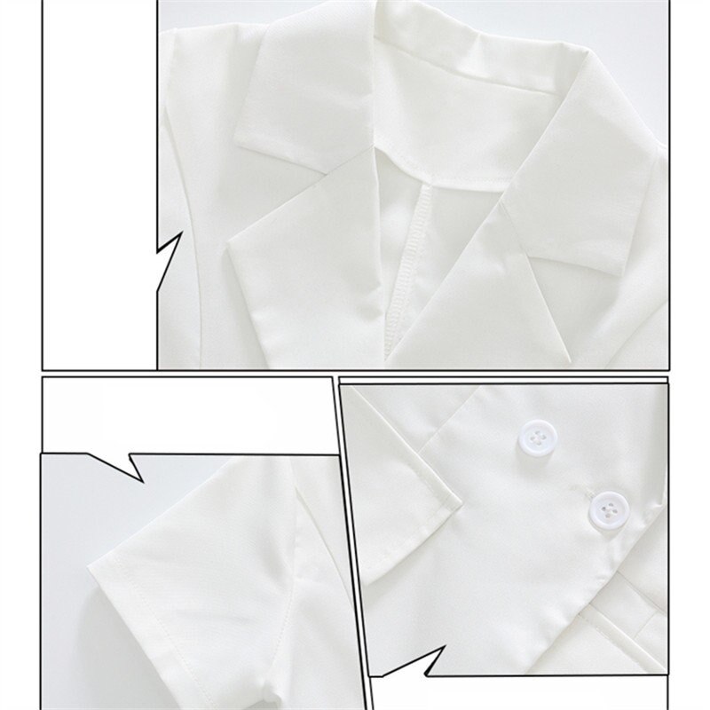 Traje de para niñas, Blazer, vestido asimétrico, abrigo largo, negro y blanco, vestidos para niños de 5 a 14 años, ropa de ,