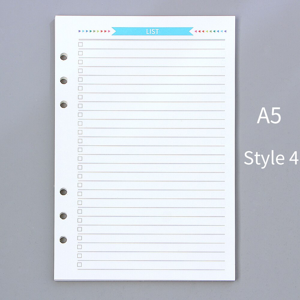 Agenda en espiral con 6 agujeros, planificador con papel interno, diario semanal, Plan mensual para hacer lista, página colorida para cuaderno de hojas sueltas A6/A5: A5-style4