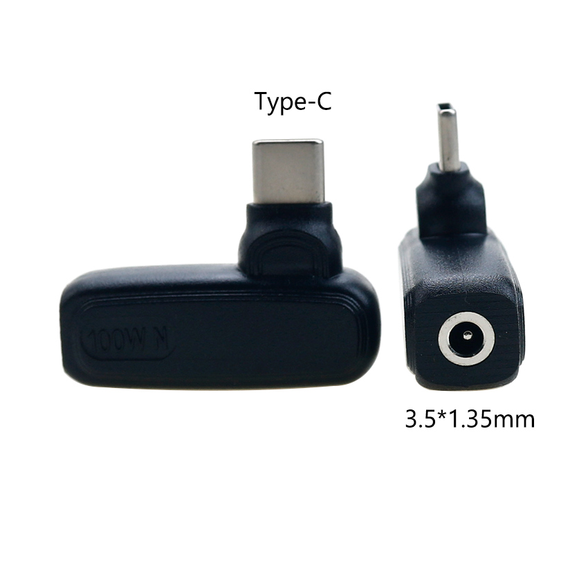 1 stk. 100w dc-strømstik hun- til usb type c-hanstikadapter universel bærbar computerstrømadapter pd-strømadapterstik: Gul