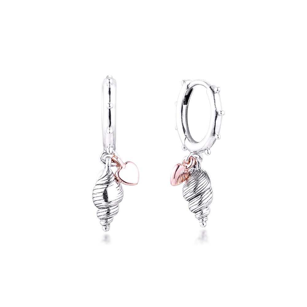 CKK 925 Sterling Silver Earring Heart & Conch Shell Hoop Earrings For Women Wedding Statement Jewelry pendientes bijoux femme