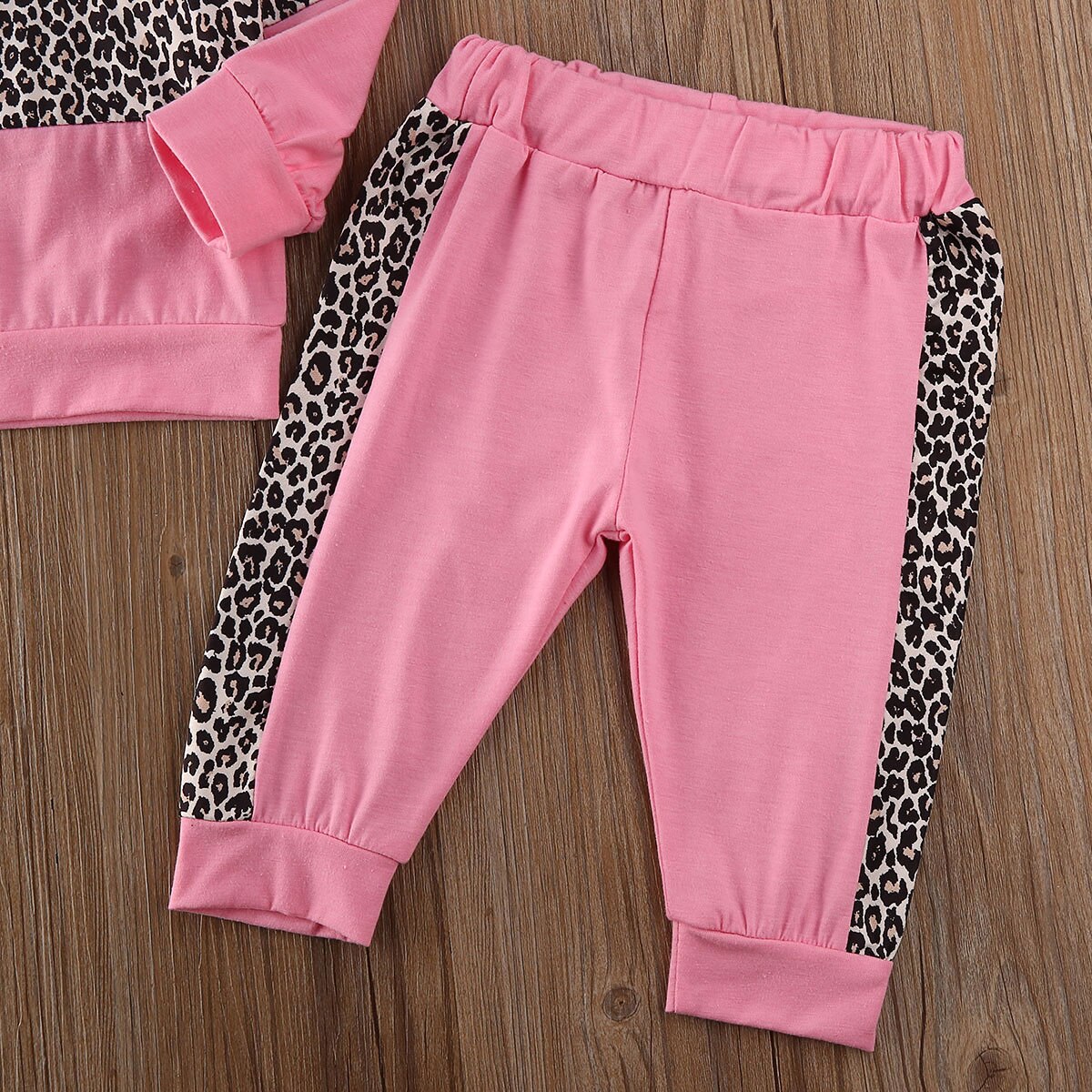 1-5 år småbarn barn bebis flicka kläder t-shirt toppbyxor leopard outfits träningsoverall set