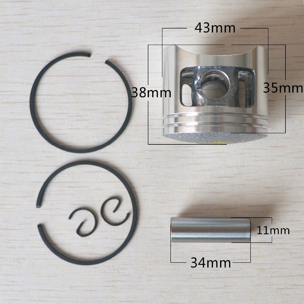 Kit de pistones de motosierra, 43mm para Motor de cilindro de Gas chino 4500 45cc G4500 con anillos de pasador, repuestos de Circlips