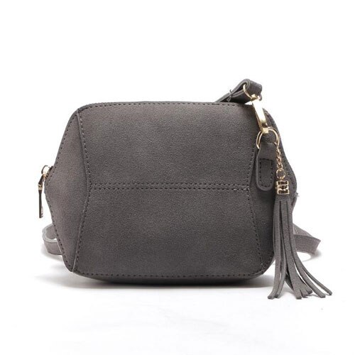 Dames schoudertas luxe mat pu leer snoepkleur stijlvolle schelp messenger crossbody kwast dames handtas: Grijs