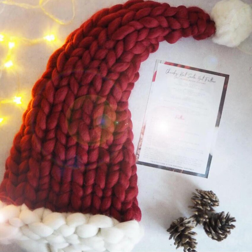 Gorros navideños de Papá Noel, gorro de lana de punto hecho a mano con cola larga, cálido para invierno, decoración para niñas y mujeres