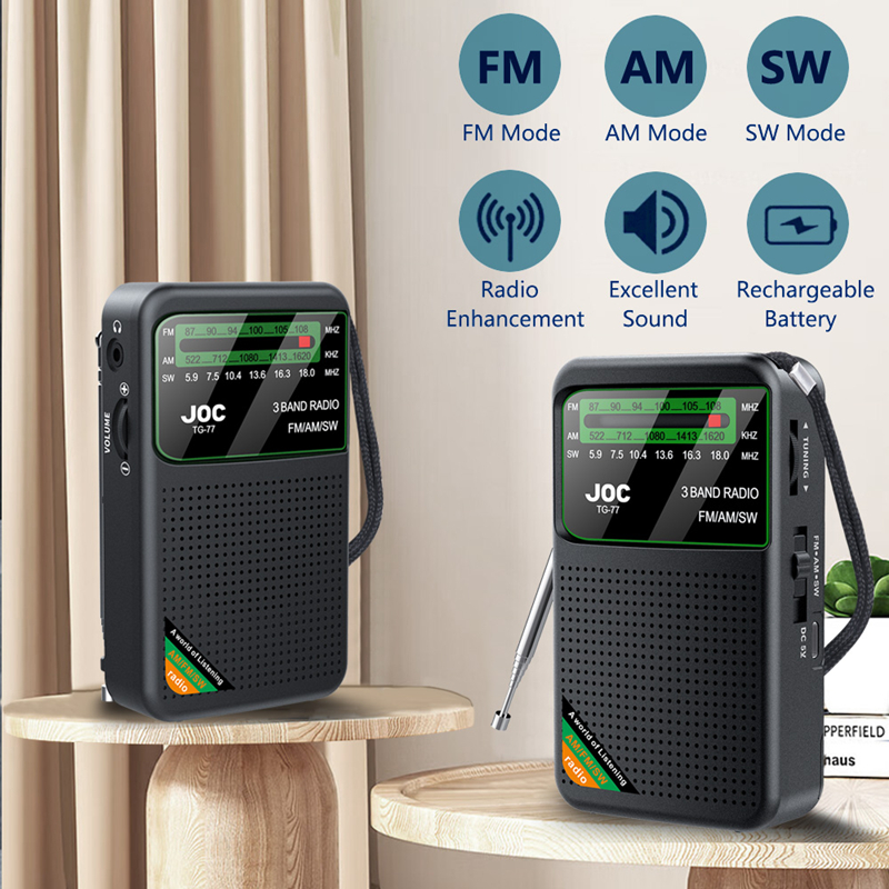 Xiaomi Emergency Pocket Radio AM/FM/SW Radio Best Reception Type-C Rechargeable With HD Display Screen Radio Player For Elder