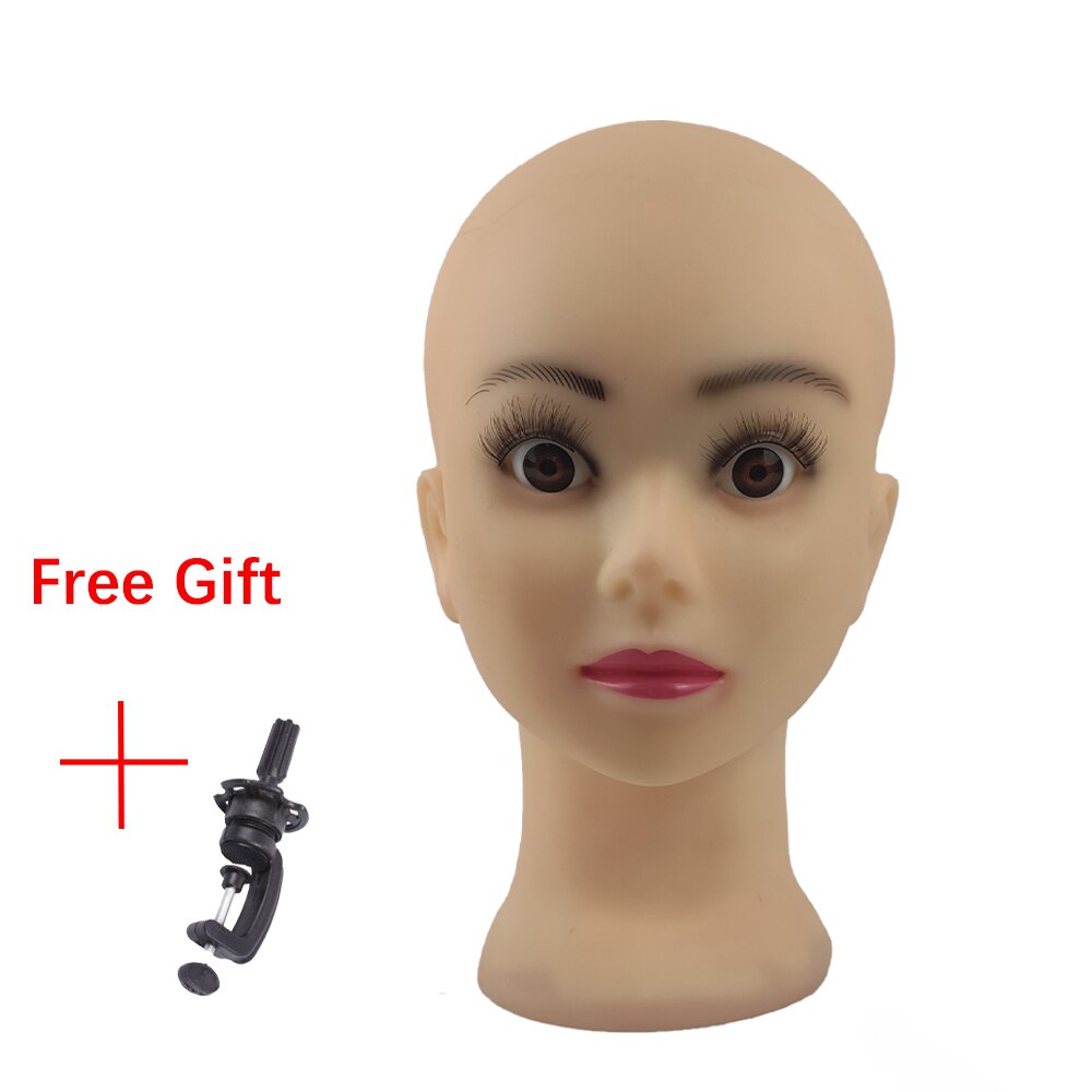 Bald Mannequin Head With Clamp Female Mannequin Head For Wig Making Hat Display Cosmetology Manikin Head For Makeup Practice