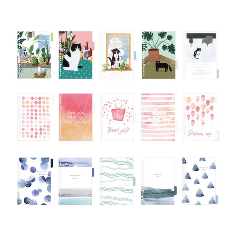 1Set Fresh Diary Paper Binders A5 A6 Loose Leaf Notebook Divider Index Separator B36C