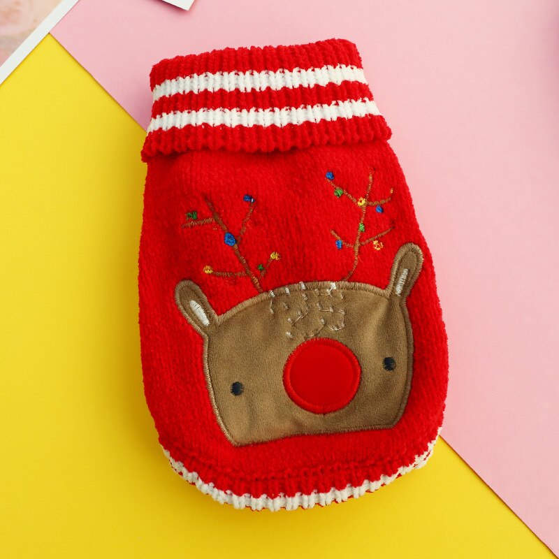 Vêtements de chien de noël bouledogue français chandail de chien de compagnie gros carlin vêtements pour animaux de compagnie pour les grands chiens moyens manteau hiver vêtements pour animaux de compagnie: Rouge / M