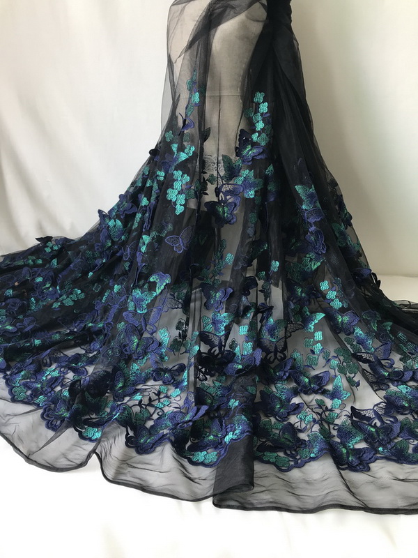 Green3D-Aplique de mariposa para vestido de novia, tocado de novia artesanal, velo de bufanda bordado, parche de tela de encaje, cortina, 145x50cm