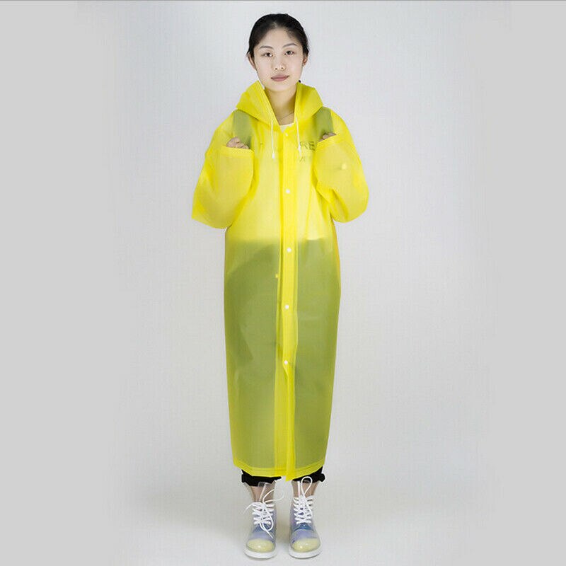trenfy Men Women Waterproof Jacket EVA Button Hooded Raincoat Rain Coat Poncho Rainwear Button Raincoat Outdoor Wholease: Yellow