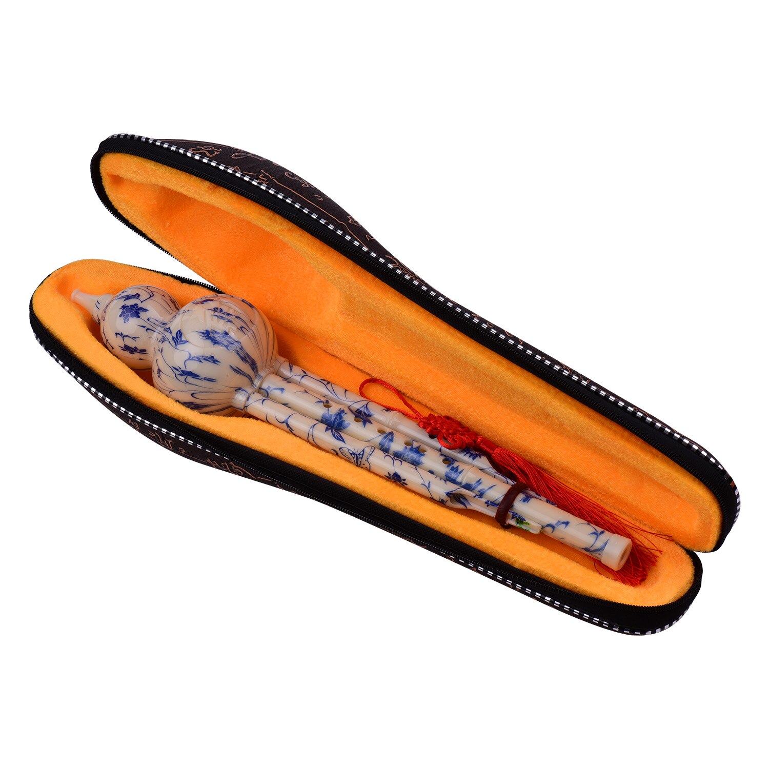 2 Tone C-Key Hulusi Gourd Cucurbit Flute Resin Pipes Chinese Traditional Instrument with Chinese Knot Carry Case for Beginners: Blue