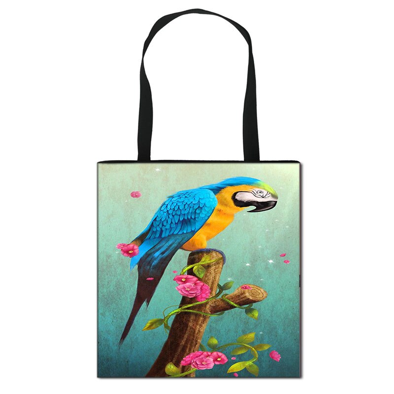 Dames schoudertas met dierenprint, papegaai, dames handtassen, grote casual tassen, dames canvas boodschappentas: Stdyw 03