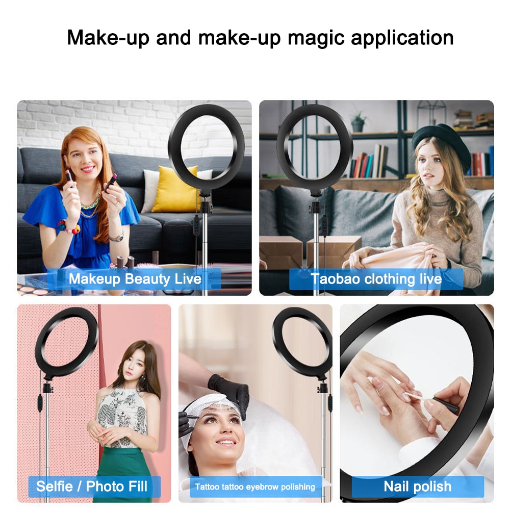 20cm LED ring light with tripod stand USB ringlight Selfie stick ring lights makeup light ring with set lighting fill righ