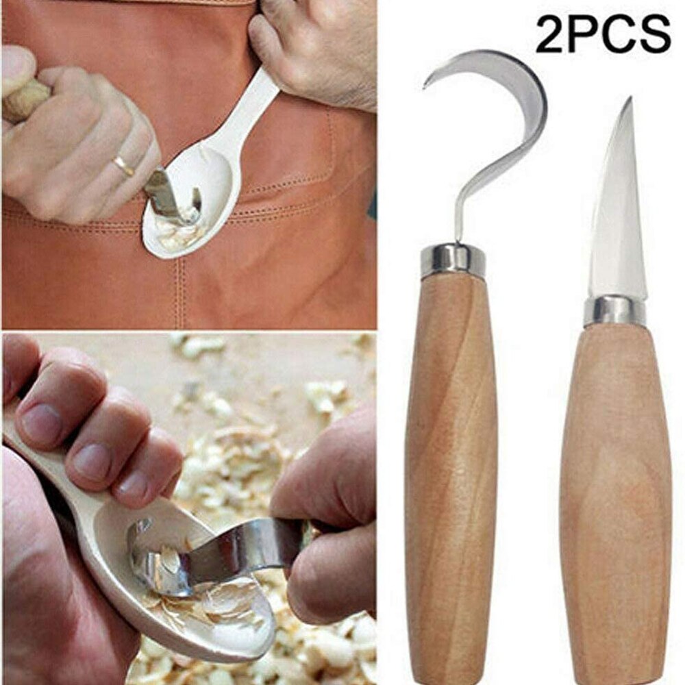 2 Stks/set Houtsnijwerk Mes Beitel Houtbewerking Cutter Houtsnijwerk Cutterhand Tool Set Hoge Sterkte Verslaafd Whittling Cutter