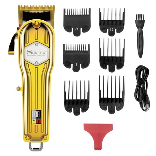 Surker All Metal Hair Clippers Men Cordless Hair Trimmer Maquina Cortar Pelo Haircut LCD Display Hairdresser