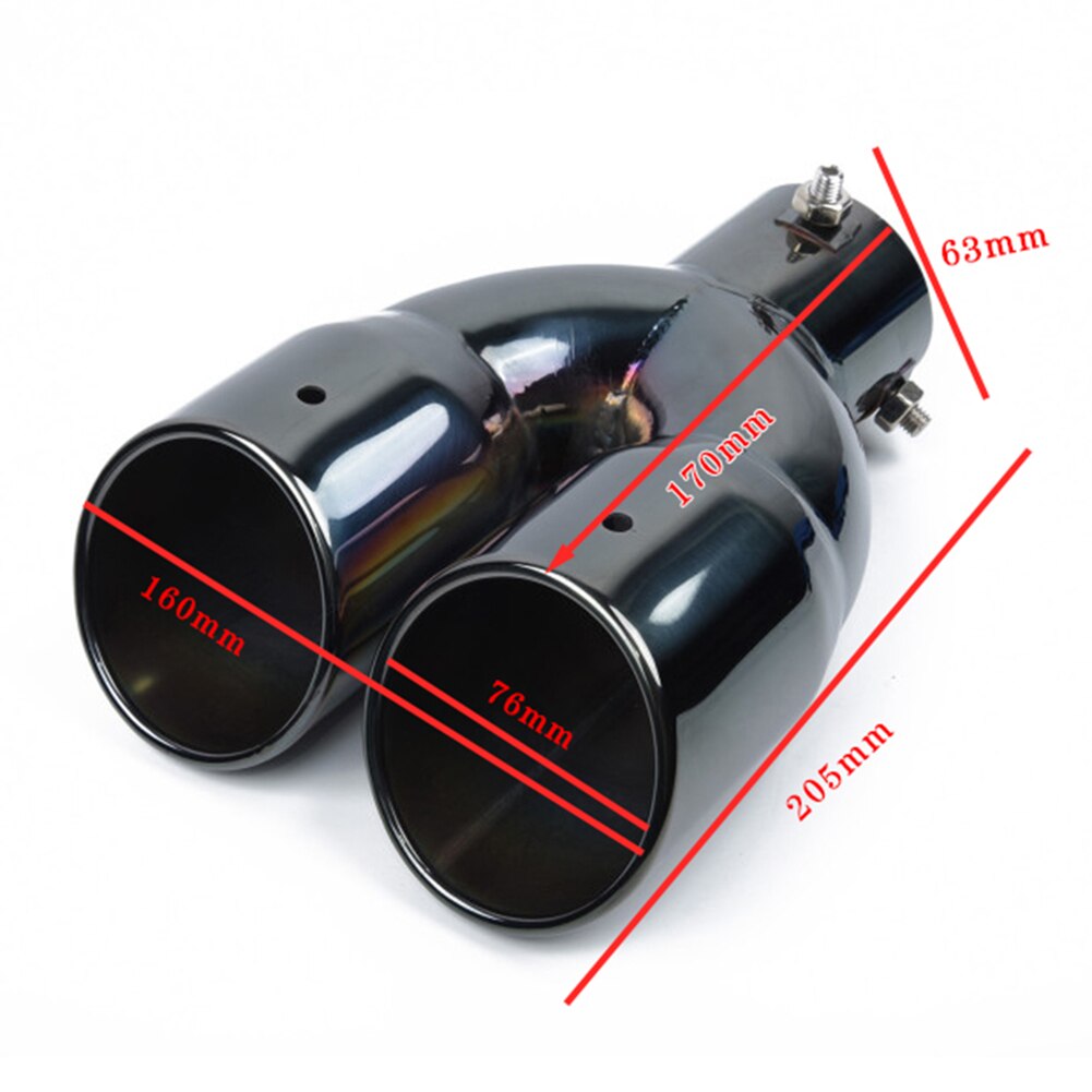 Universal Car Inlet Double-Barrel Rear Exhaust Tip Tail Pipe Muffler Outlet Stainless Steel Car Accessories