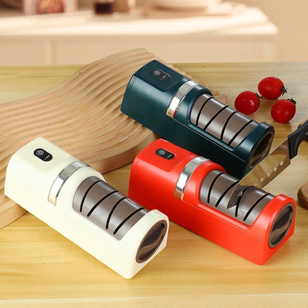 ABS Wireless Electric Cutter Sharpener Rechargeable Coarse and Fine Sharpening Stone Quick Polishing Household Cutter Whetstone