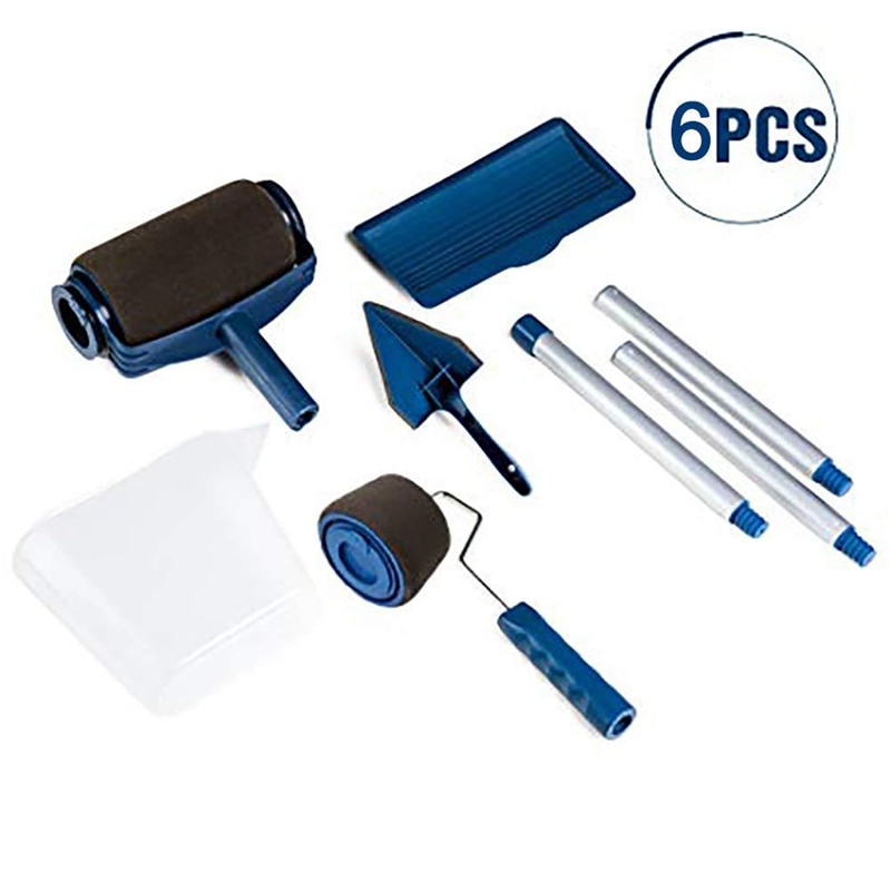 6pcs Paint Roller Brush Paint Runner Pro Roller DIY Wall Painting Brushes Set Wall Handle Use Wall Decorative Brushes Sets