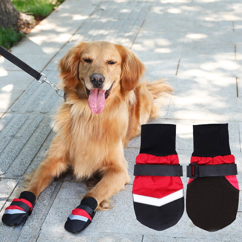 4 Stuks Waterdichte Winter Hond Schoenen Anti-Slip Sneeuw Huisdier Laarzen Poot Protector Warm Reflecterende Voor Medium Grote honden Labrador Husky