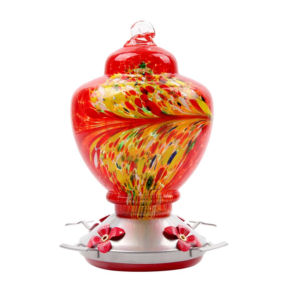 Pet Bird Feeder Hummingbird Feeder Courtyard Outdoor Drinking Fountain Hand-blown Glass Hanging Feeding Station Food Container: G