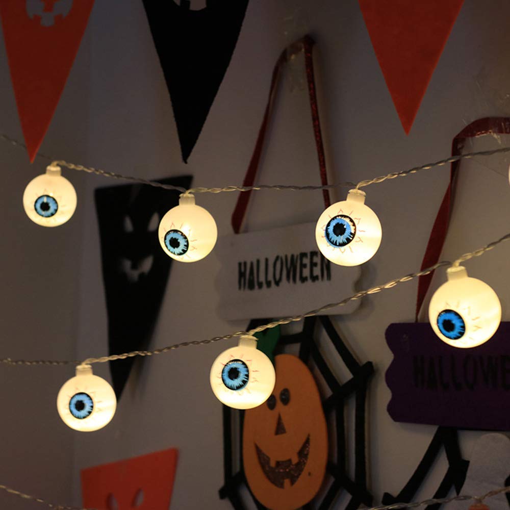 Halloween Lights String 10/20 LED Pumpkin Spider Bat Skull Light Battery Operated for Indoor Outdoor Party Decorations: eyeball lights / 3M 20leds