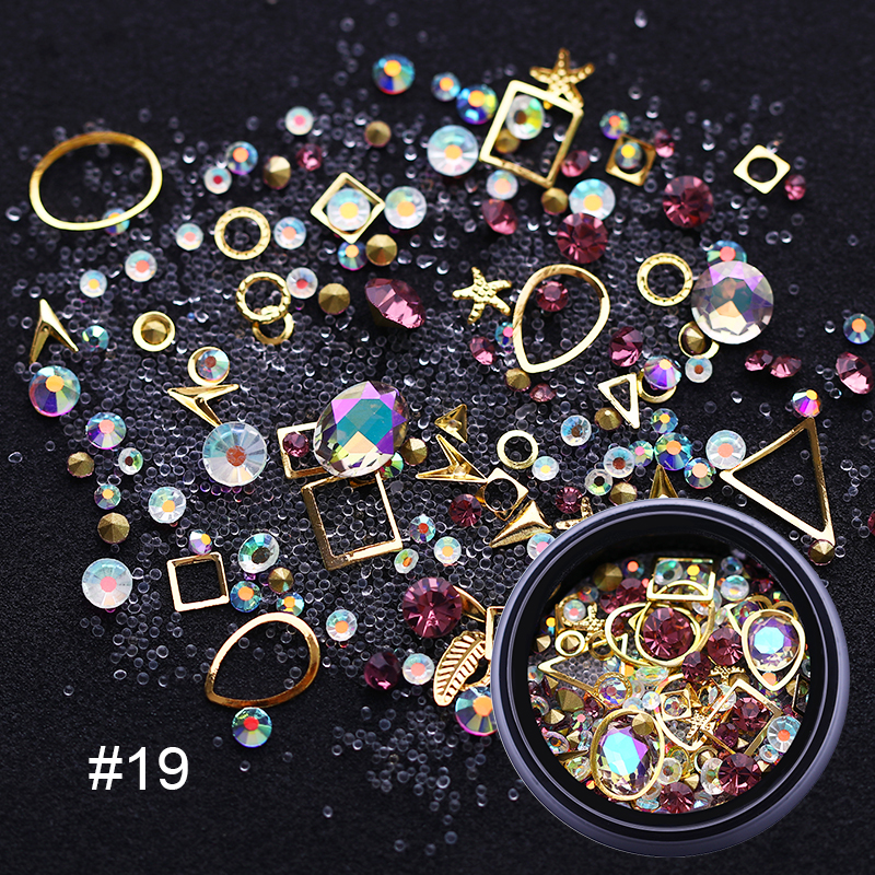 1 stk 3d negle rhinestones sten blandede farverige gør-det-selv-decals med neglebuede pincetkrystaller nail art gør-det-selv dekorationer