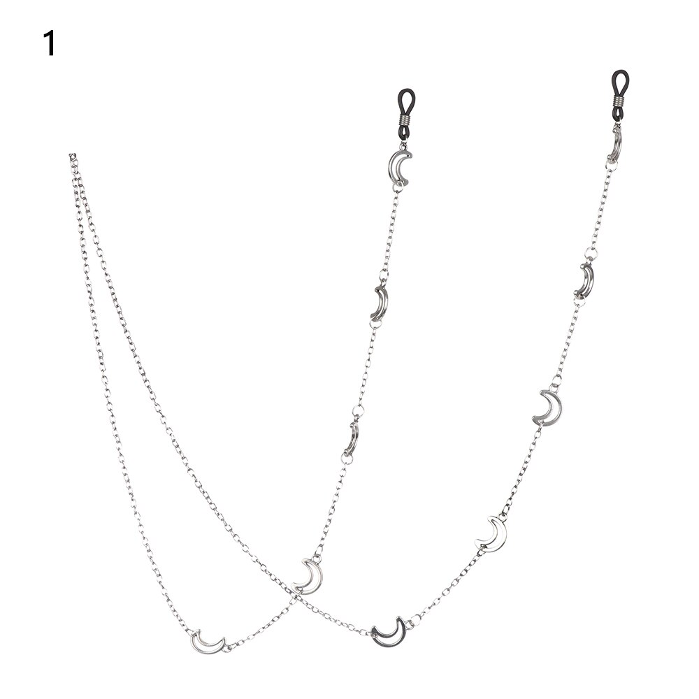 Lunettes antidérapantes à chaîne étoile lune | Vintage femmes hommes, lunettes lanière en métal, collier lunettes accessoires 1 pièce: 1