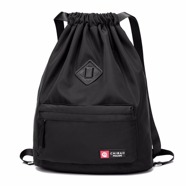 Tasche Sommer Wasserdichte Sporttasche Sporttasche Reise Kordelzug Tasche Outdoor Tasche Rucksack für Training Schwimmen Fitness Taschen Softback: black