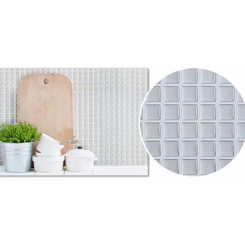 Vividtiles papier peint vinyle imperméable à la colle | Carreaux muraux en brique mosaïque argentée 3D écorce et bâton-1 feuille