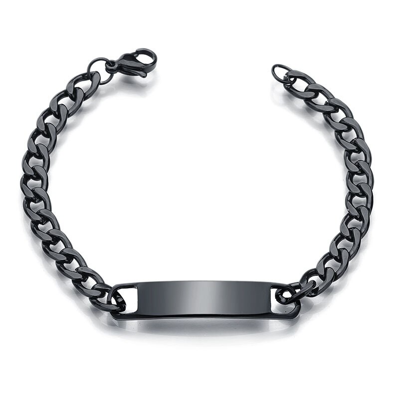 Trendy Chain Mannen Armband Eenvoudige Rvs Charm Link Cubaanse Ketting Armband Voor Mannen Sieraden: black