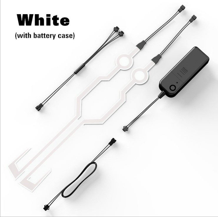 Bande lumineuse pour casque de moto avec lumière froide et nocturne, Kit lumineux d&#39;avertissement LED étanche: White
