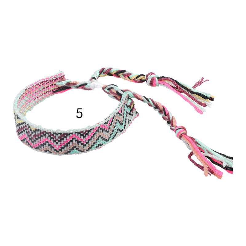 Nepal etnico tessuto braccialetto fatto a mano amicizia treccia corda tessuto cinturino a mano ricamo braccialetto nappe coppia Boho Wrap donna uomo: Di colore verde scuro