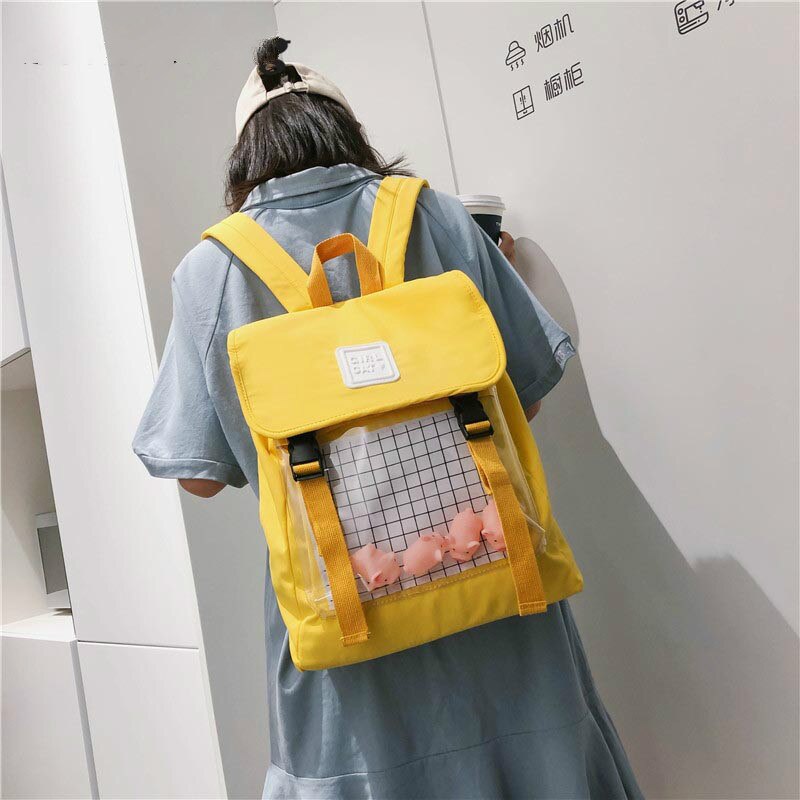 Casual Clear Waterdichte Womens Rugzak Harajuku Nylon Rugzak Leuke Kleine Eend Student Schooltassen Meisjes Bookbags Dagrugzak