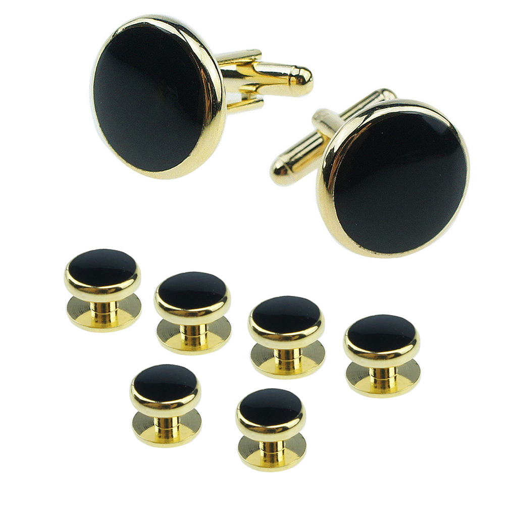 8PCS/Set Retro Round Shape Oil Cufflinks Stud Plated Geometric Sleeve Cuff Button Shirt Jewelry: NO.4