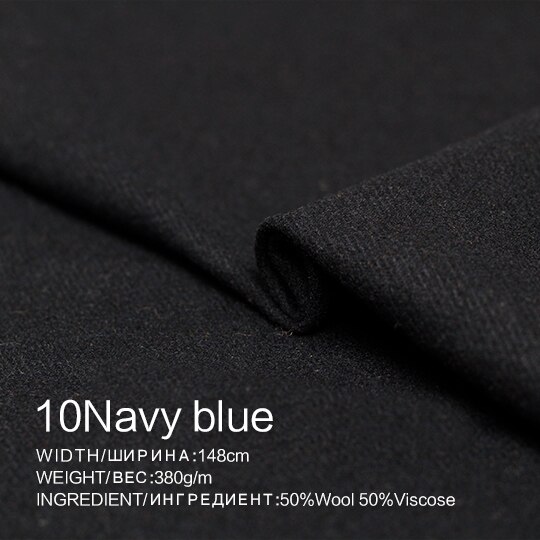 The Cloth 380g/m Weight Worsted Flannel Wool Fabrics Garment Material Autumn Women Suits Jacket Sewing Cloth Tailor: 10 Navy blue / 0.5m