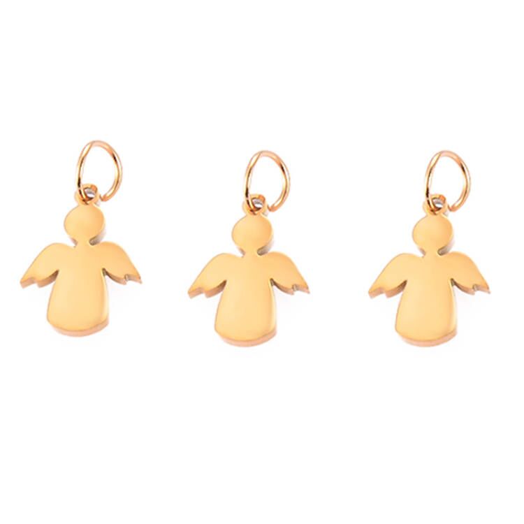 10 pz/lotto ciondoli con ciondolo angelo carino in acciaio inossidabile lucido di alta qualità adatti per la creazione di gioielli fai da te con collane e braccialetti: arancia