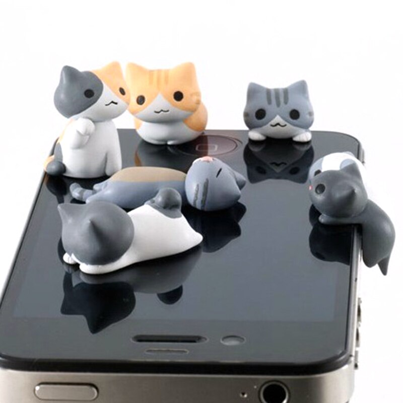 1PCs Cute Cheese Cats 3.5mm Anti Dust Dirt-resistant Earphone Jack Plug Adapter To Phone Stopper Cap for Iphone Random Color: Random Color