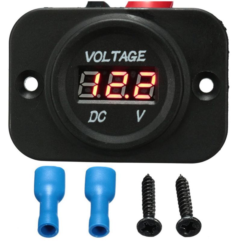 12 V-24 V Waterdichte Auto Motorfiets Led Digitale Display Voltmeter Voltage Meter Zwart