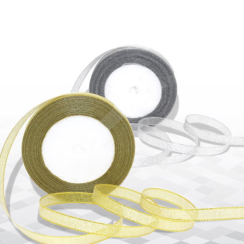 25 yards glitter silverband julband för att slå in julband för hantverk organza band till julgran