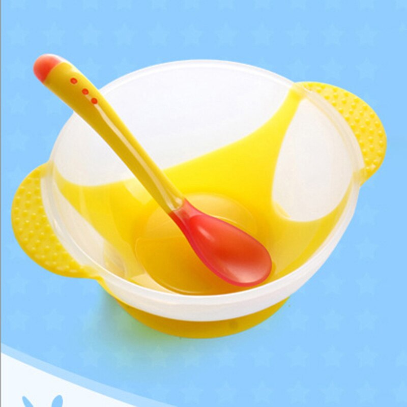 Baby Bowl Training Bowl With Temperature-sensitive Spoon Set Learning Dishes With Suction Cup Children Training Feeding Platos