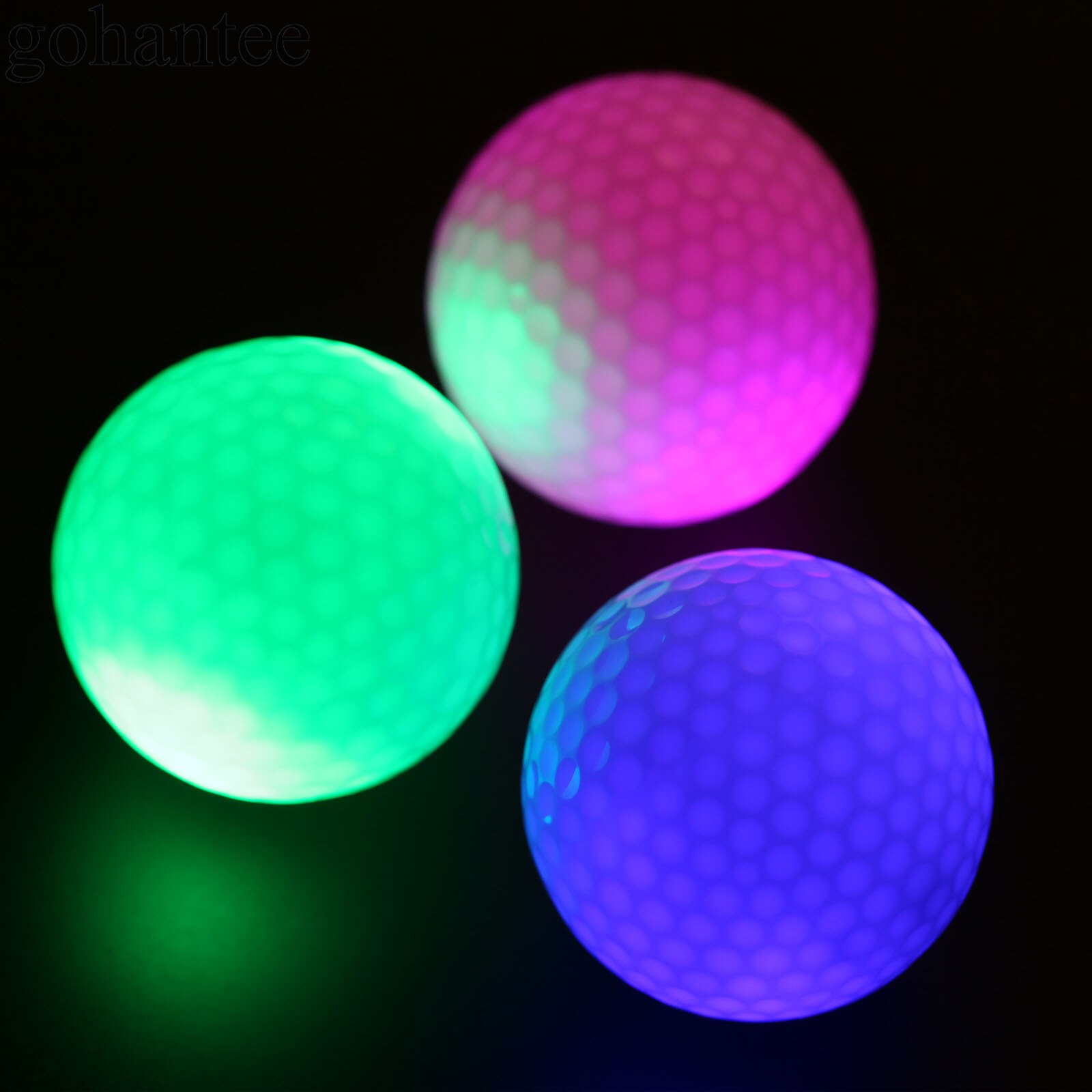 Gohantee-12 pelotas de Golf LED con caja, pelota de práctica de Golf de entrenamiento nocturno, 42,6mm (1,67 &quot;) de diámetro Bolas de Golf Surlyn, 6 colores, bolas de