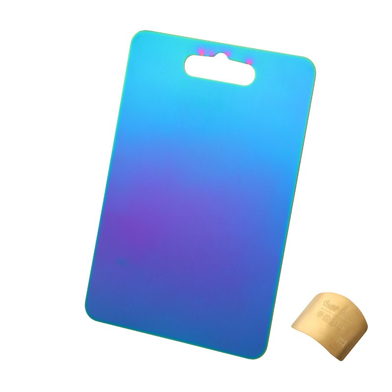 1Pc Hakblokken + Vinger Beschermer Rvs Snijplanken Voor Keuken Gebruiksvoorwerp Hangable Kaasplank Snijden Opslag: Rainbow NO.0