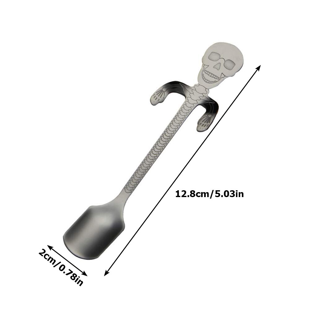 4PCS Skelet Hoofd Lepels Rvs Lepels Skelet Opknoping Theelepels Koffie Accessoires Bestek Drinken Gereedschap