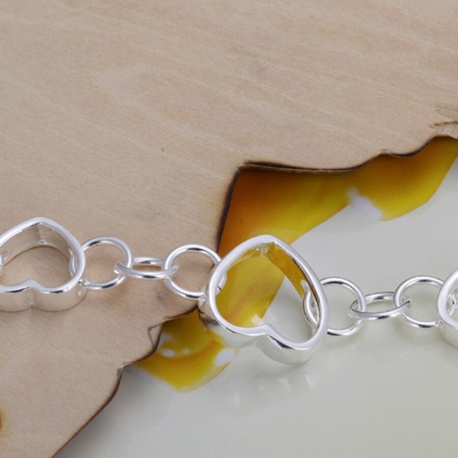 Valentinstag Silber farbe Schmuck frauen dame hochzeit charme hohl herz Armbänder fabrik preis freies H141
